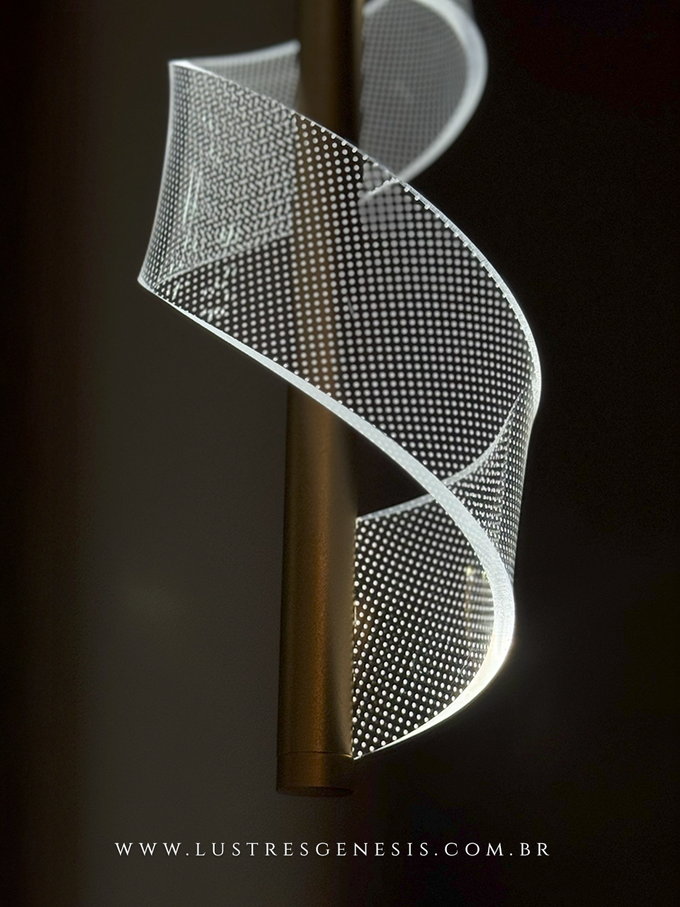 Pendente moderno de LED dourado SkyLight SKY-3066DO, com design espiral, ideal para cabeceira de cama, cozinha, quartos e lavabo.